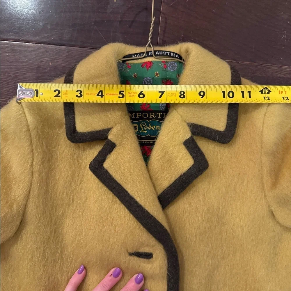 VTG Lodenfrey 60s Austrian Yellow Loden Wool Mohair Coat Petite XXS/Kids 12 - Picture 11 of 13